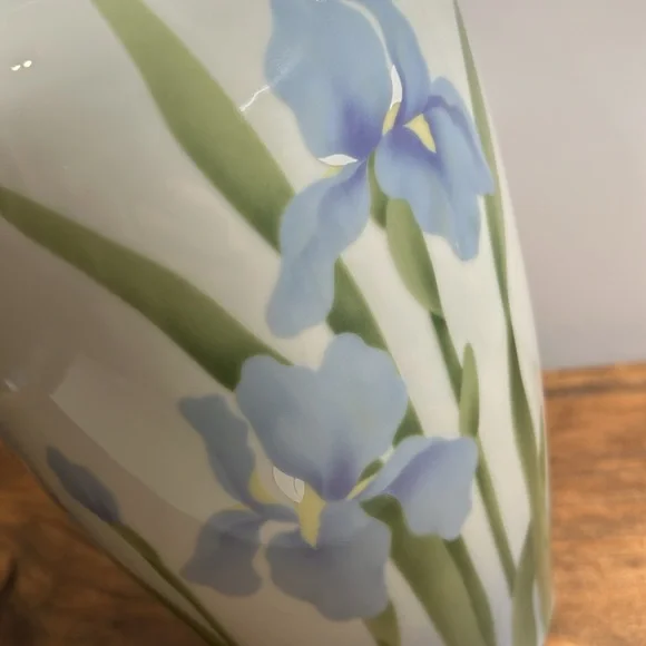 Vintage Blue Iris Elizabeth King Brownd Otagari Ceramic Vase Made In Japan - Picture 4 of 10